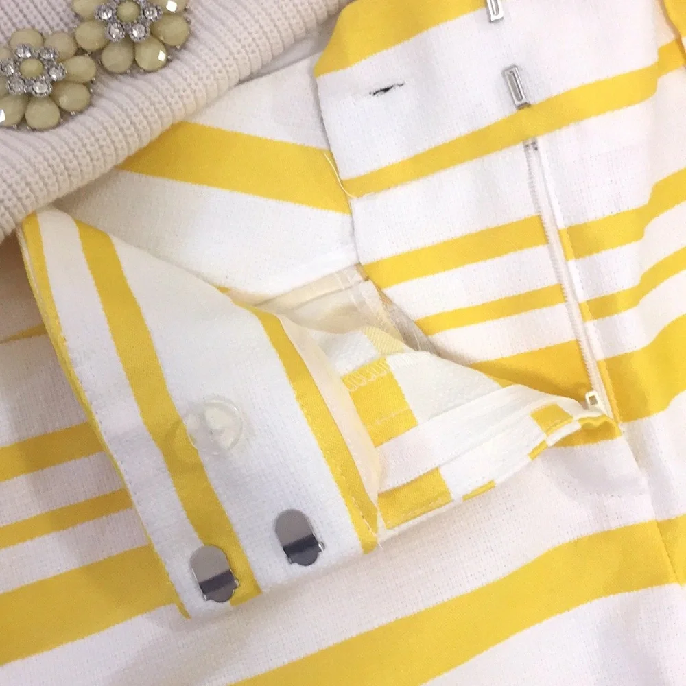 New York & Co. Yellow Striped Shorts